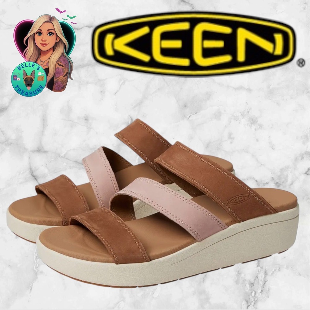 Keen Women's Brown and Pink Slide Sandals